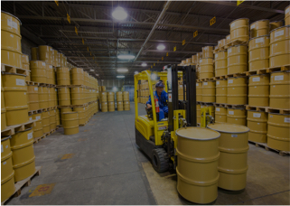 forklift moving barrels