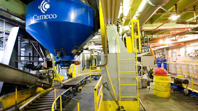 Inside the conversion facility, U03 in the large blue tote, continues the fuel cycle journey to become nuclear reactor fuel.  